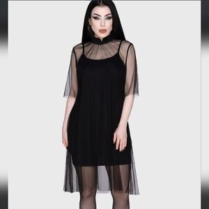 Killstar Black Sheer Overlay Mini Dress